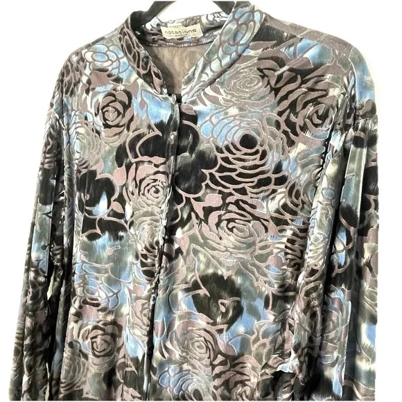 Vintage‎ Notations Velvet Burnout Tunic Top Plus Size 1X - Picture 4 of 12